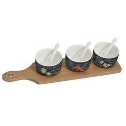 Servírovacie misky na drevenom podnose World of party 37x9cm, Easy Life