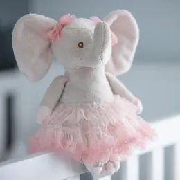 Plyšový slon baletka Pretty Augusta v růžové sukni šedá, 25 cm