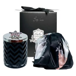 Côte Noire - Herringbone sviečka Black & Silver so šatkou, Ružové šampanské