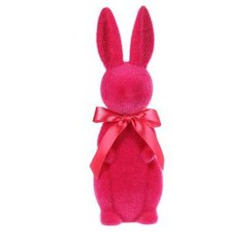 Velikonoční dekorace semišový zajíc růžový, 12x11x38 cm