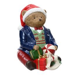 Vánoční dekorace figura medvídek s dárky, 13x12x16 cm
