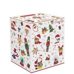 Vánoční porcelánový hrnek na čaj se sítkem a pokličkou Christmas Friends 370ml 1ks, Easy Life