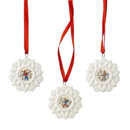 Vianočná sada porcelánových ozdôb snehové vločky 3ks Vianočné svetielka, 10,5 cm, Rosenthal