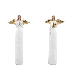 Dekorace figura anděl Anna se zlatými křídly 1ks, 22x10x3 cm