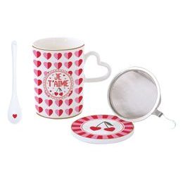 Porcelánový hrnek se sítkem a pokličkou na čaj Cuoricini 350ml, Easy Life