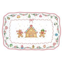 Vánoční porcelánový podnos s perníčky Sweet Christmas 35x23cm, Easy Life