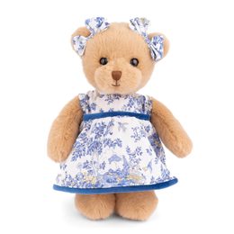 Plyšový medvídek Lilly v modrých šatech hnědý, 25 cm