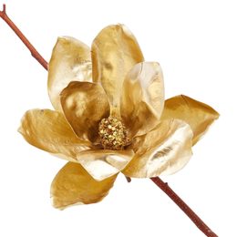 Květina magnolie zlatá na klip, 20cm