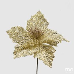 Umělá květina vánoční hvězda zlatá, 26 cm