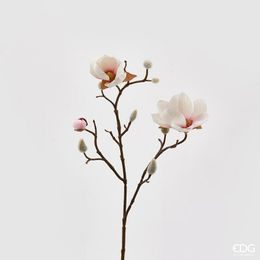 Umělá květina větvička magnolie bílá, 53 cm
