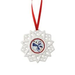Porcelánová ozdoba Vločka, motív Straka, Christmas Sounds Ø 7,5 cm, Rosenthal
