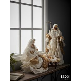 Vianočná dekorácia Svätá rodina prírodná, 17 cm