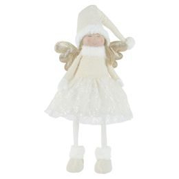 Vianočná dekorácia anjel v krémovom kabáte, 22x28x81 cm