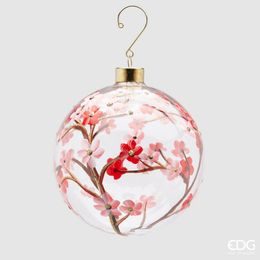 Vánoční skleněná ozdoba třešeň růžová, 12 cm