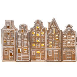 Vánoční dekorace perníkové domečky s LED osvětlením, 23x5,5x12 cm