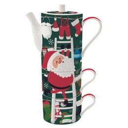 Vánoční porcelánová sada 2 hrnky s konvičkou 500ml Santa's Outfit, Easy Life