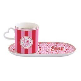 Porcelánový hrnek s podšálkem Cuoricini 320ml/23x12cm, Easy Life