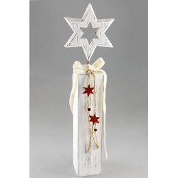 Vánoční dekorační sloup s hvězdou bílý, 55,5x15 cm