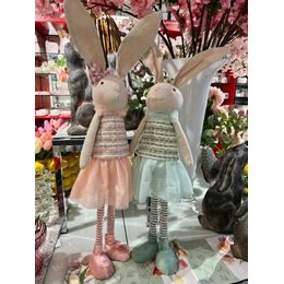 Velikonoční dekorace zajíc stojící zelený/růžový 1ks, 85 cm