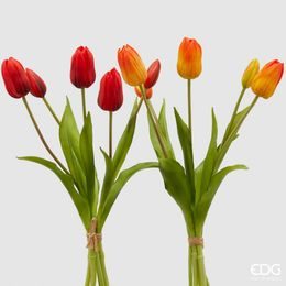 Umelé kvety zväzok tulipánov 5ks červené/oranžové 1ks, 40 cm