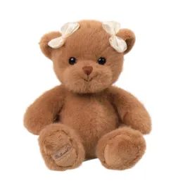 Plyšový medvídek Best Friend s mašličkami na hlavě hnědý, 18 cm