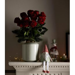 Vánoční růže s flitry bílá 26x132 cm