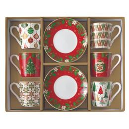 Vánoční porcelánový set šálky s podšálky na espresso 6ks 100ml Jingle Bells, Easy Life