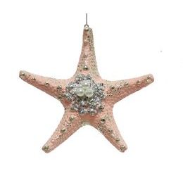 Ozdoba Mořská hvězda bílá/růžová 1ks, 17 cm