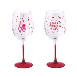 Sada zdobených sklenic na víno 2ks Cuoricini 500ml, Easy Life