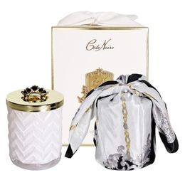 Côte Noire - Herringbone svíčka White & Gold s šátkem, Prosecco