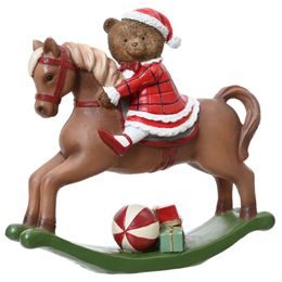 Vianočná dekorácia hojdací kôň s medvedíkom, 22x8x20,5 cm