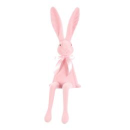 Velikonoční dekorace semišový sedící zajíc světle růžový, 18x20x62 cm