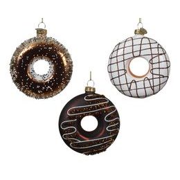 Vianočná sklenená ozdoba donut 1ks, 9x3,6x9,7 cm