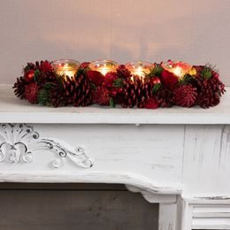 Vianočný sklenený svietnik na čajovú sviečku Rosa, 5x13 cm