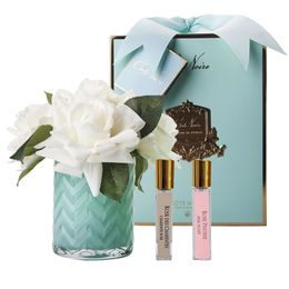 Côte Noire - Herringbone Kytica 5 ruží s parfumom White Roses v zelenej váze