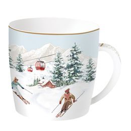 Vianočný porcelánový hrnček Chalet 350 ml v plechovej dóze, Easy Life