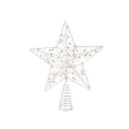 Vianočná ozdoba na stromček strieborná hviezda s LED svetlom, 6x25x27 cm