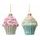 Vánoční skleněná ozdoba cupcake 1ks, 8,2x8,2x10,4 cm