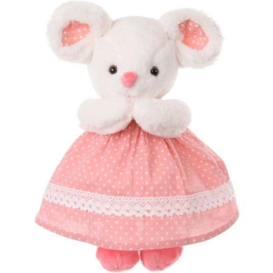 Plyšová myška Mademoiselle Mimi v ružových šatách, 25 cm
