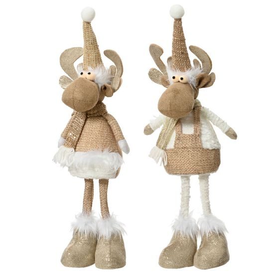 Vianočná dekorácia figúrka soba béžová 1ks, 14x12x50cm