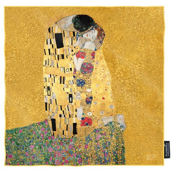Hedvábný šátek The Kiss 90x90cm, Gustav Klimt