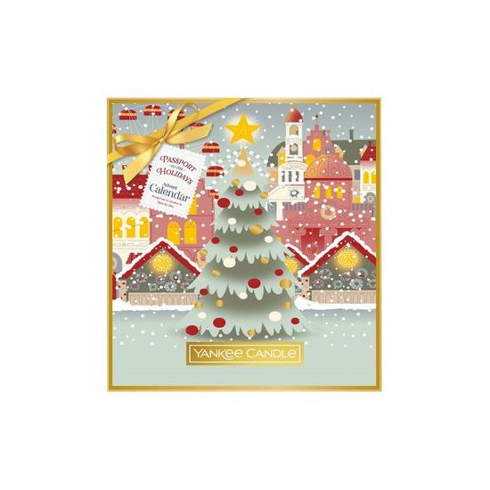 Yankee Candle - Vánoční adventní kalendář kniha 12ks votivní svíčky, 12ks čajové svíčky + svícen