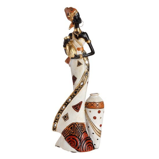 Dekorace figura Afričanka Imara s nádobou 1ks, 7,5x12x32 cm