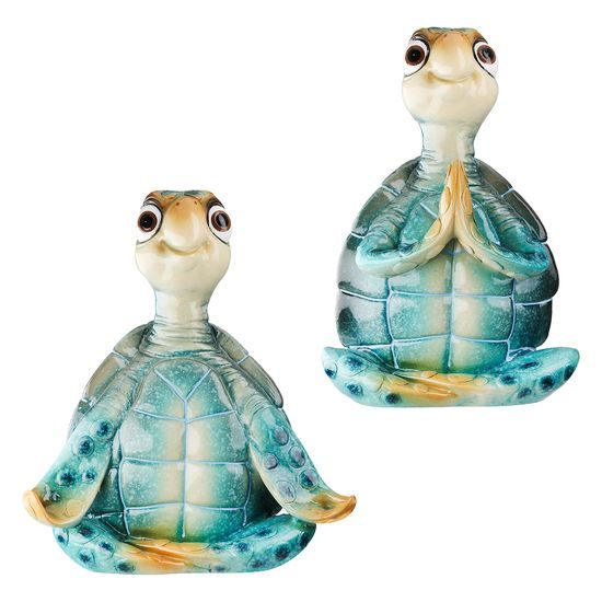 Dekorace figurka meditující želvička modrá 1ks, 8,5x13x15,5 cm