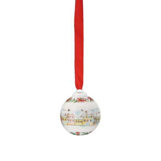 Vianočná porcelánová ozdoba guľa Vianočný stromček Vianočné zvuky 4,5 cm, Rosenthal