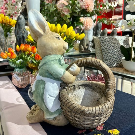 Velikonoční dekorace zajíc obal na květiny hnědý, 32x36x40 cm