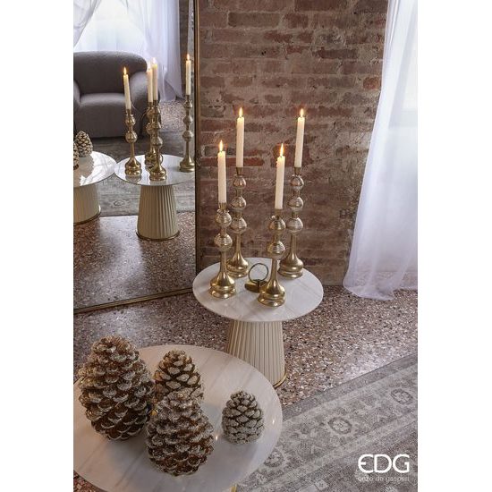 Vánoční dekorace šiška zlatá s flitry, 19x14 cm