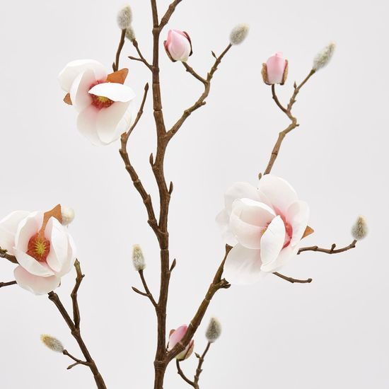 Umělá květina větvička magnolie bílá, 120 cm