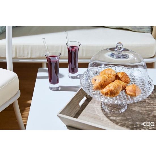 Sklenený podnos na tortu s poklopom, 29x31 cm