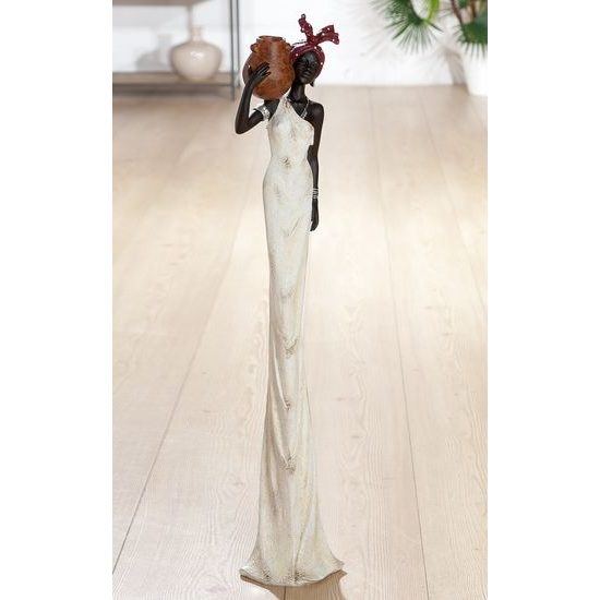 Dekorace figura Afričanka Tortuga s nádobou, 16x16,5x82 cm